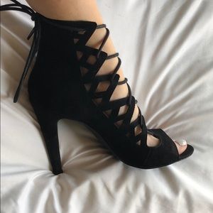 black lace up heels